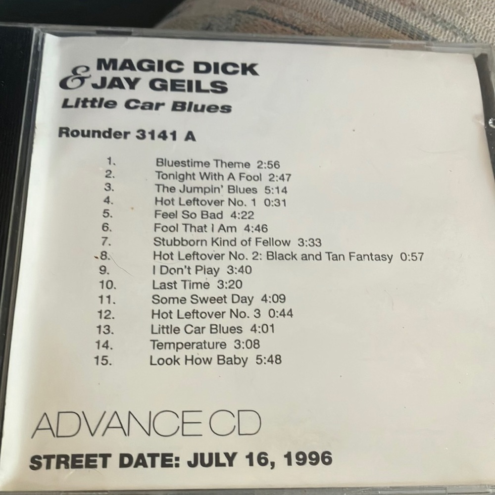 Magic Dick & Jay Geils Little Car Blues CD advance promo